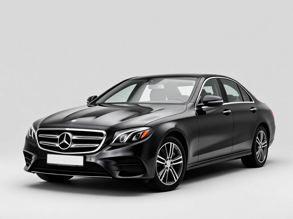 Schwarze Mercedes-Benz E-Klasse als Flughafentaxi in Wien